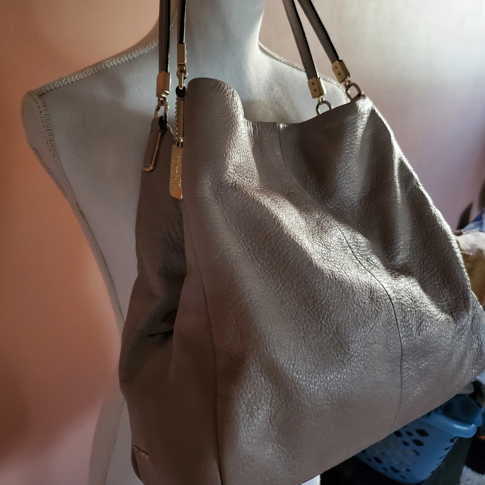 Coach Madison taupe leather handbag